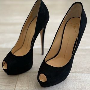 Giuseppe Zanotti Black Suede Heels Size 8 Heel Height 6 inches